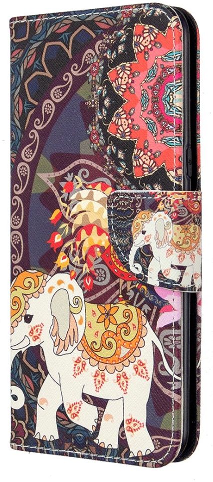 LG K61 Hoesje Portemonnee Print Hoesje Zwart Met Olifant afbeelding 2