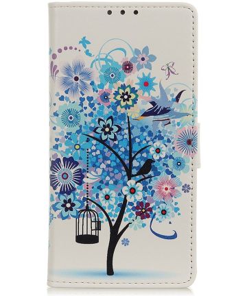 Huawei P Smart 2020 Hoesje Portemonnee met Print Tree Blauw Hoesjes