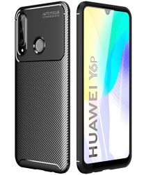 Huawei Y6p Hoesje Geborsteld Carbon Zwart