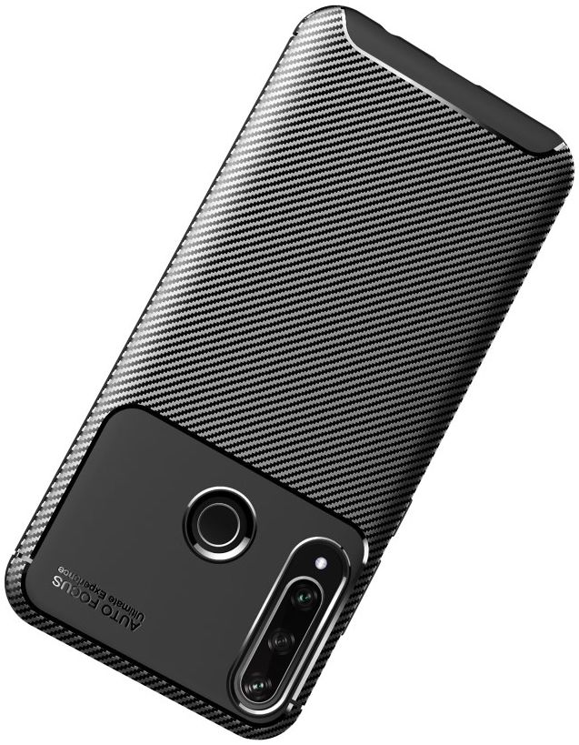Huawei Y6p Hoesje Geborsteld Carbon Zwart afbeelding 2