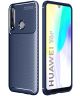 Huawei Y6p Hoesje Geborsteld Carbon Blauw