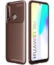 Huawei Y6p Hoesje Geborsteld Carbon Bruin