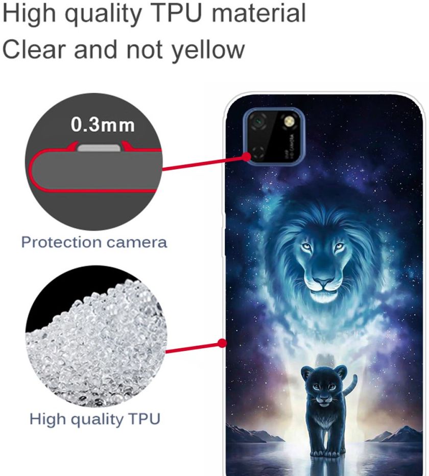 Huawei Y5p TPU Back Cover Met Leeuw Print afbeelding 3