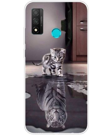 Huawei P Smart 2020 TPU Back Cover Met Kat Reflectie Print Hoesjes