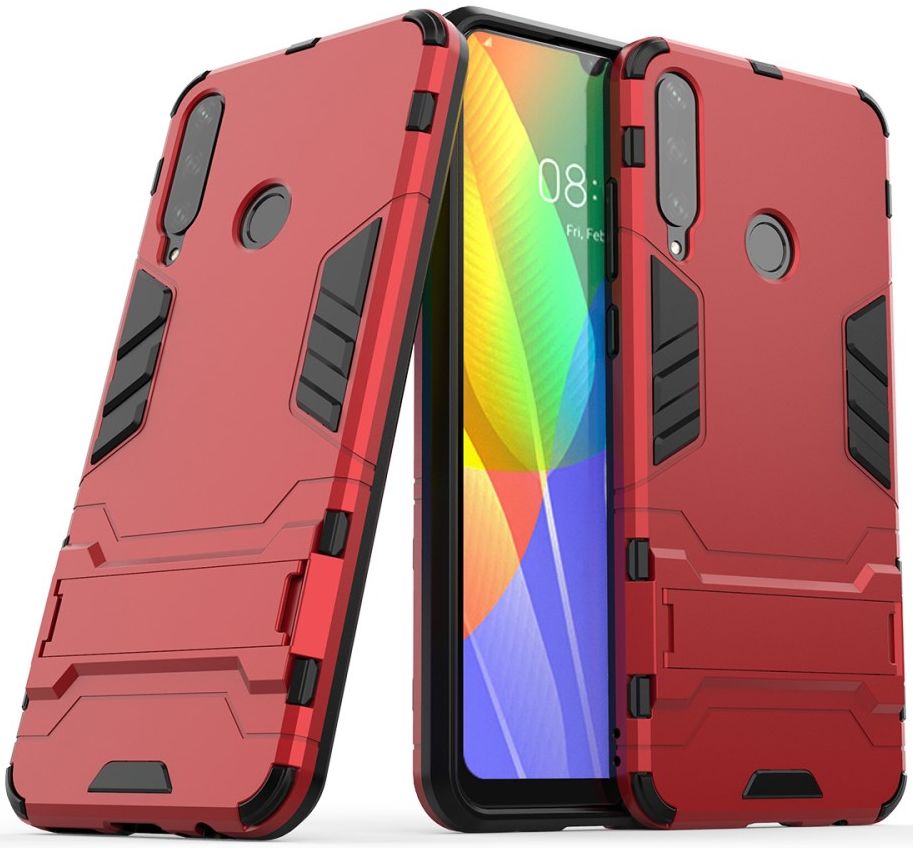 Huawei Y6p Hybride Hoesje met Kickstand Rood afbeelding 2