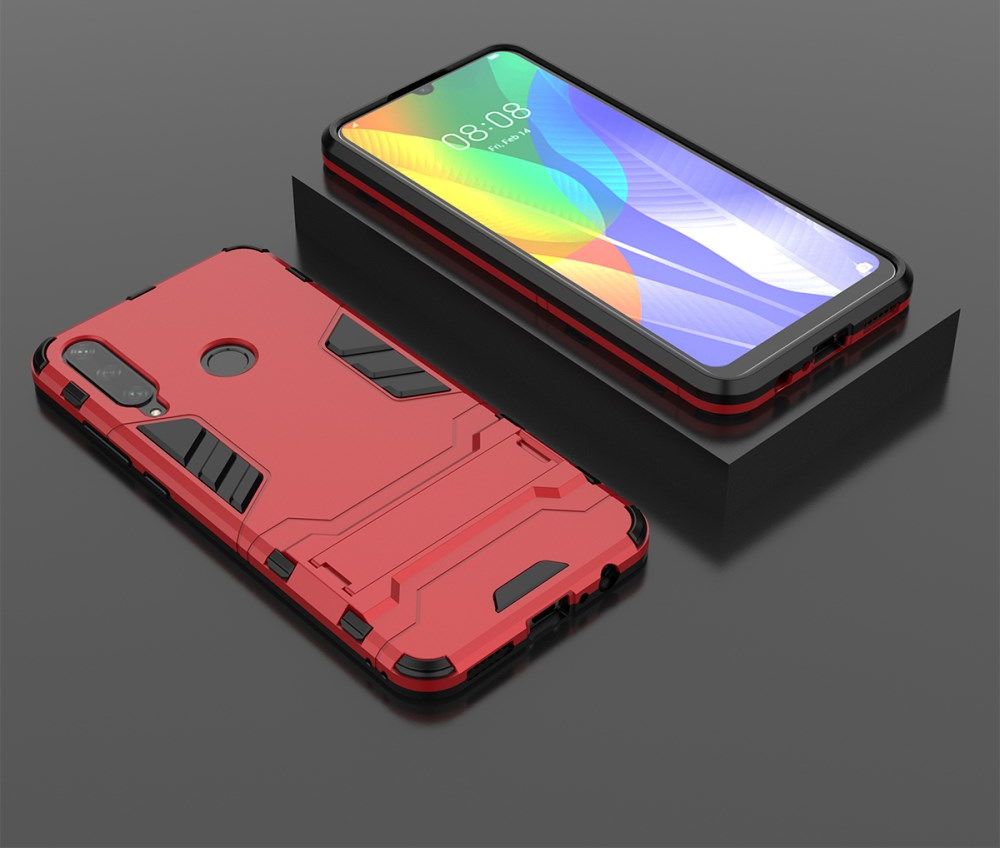 Huawei Y6p Hybride Hoesje met Kickstand Rood afbeelding 5