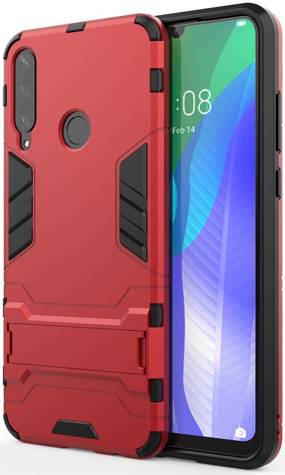 Huawei Y6p Hybride Hoesje met Kickstand Rood afbeelding 1