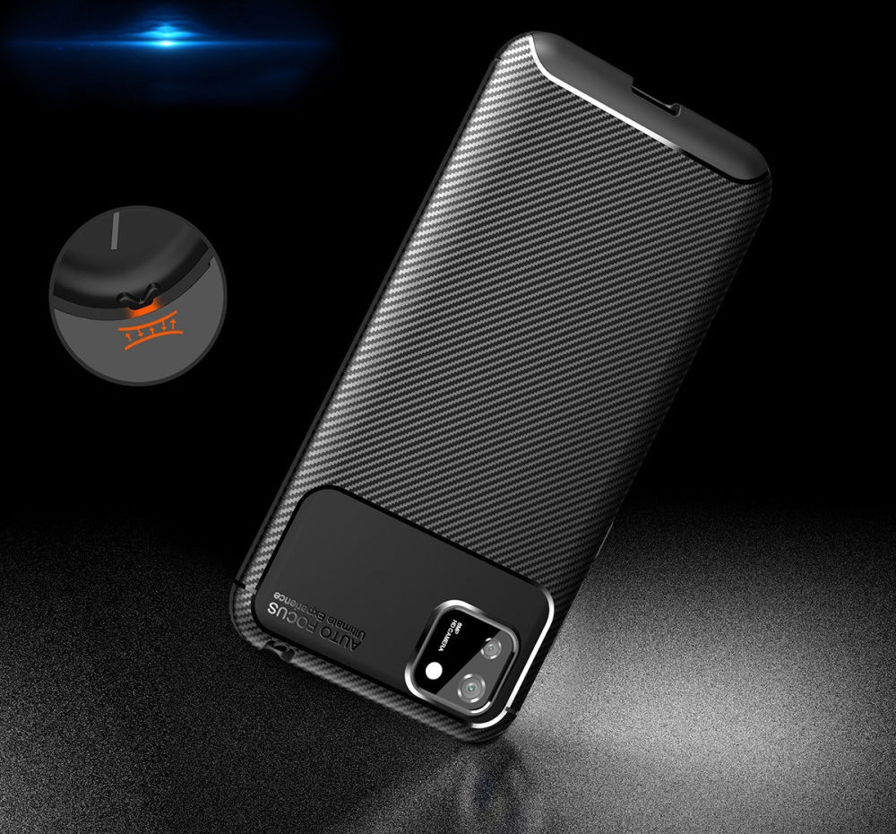 Huawei Y5p Hoesje Geborsteld Carbon Flexibele Back Cover Blauw afbeelding 4
