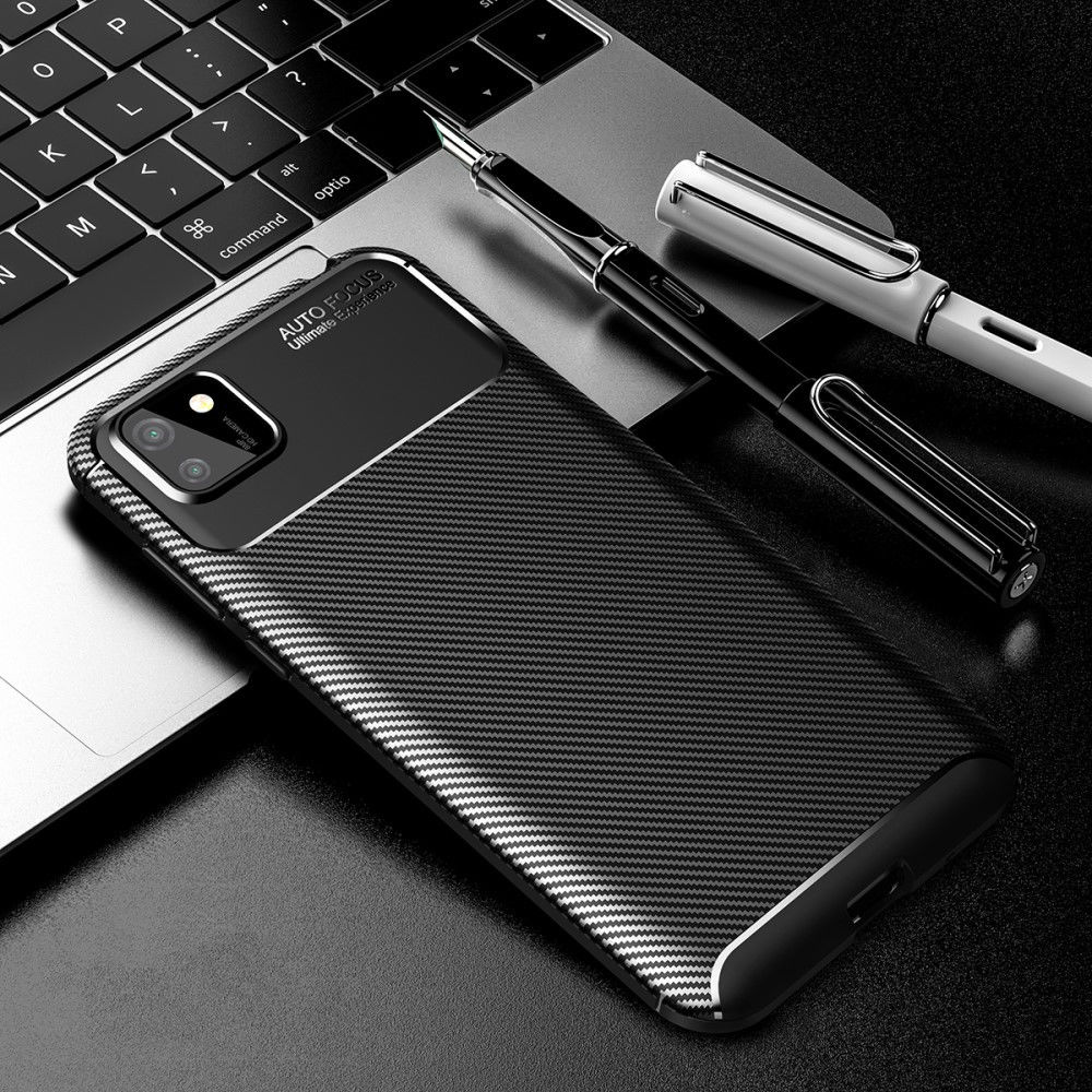 Huawei Y5p Hoesje Geborsteld Carbon Flexibele Back Cover Blauw afbeelding 6