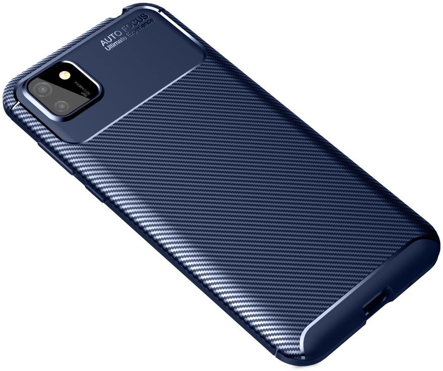 Huawei Y5p Hoesje Geborsteld Carbon Flexibele Back Cover Blauw afbeelding 2