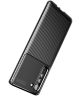 Motorola Edge Hoesje Geborsteld Carbon Flexibele Back Cover Zwart