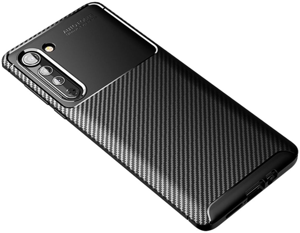 Motorola Edge Hoesje Geborsteld Carbon Flexibele Back Cover Zwart afbeelding 10