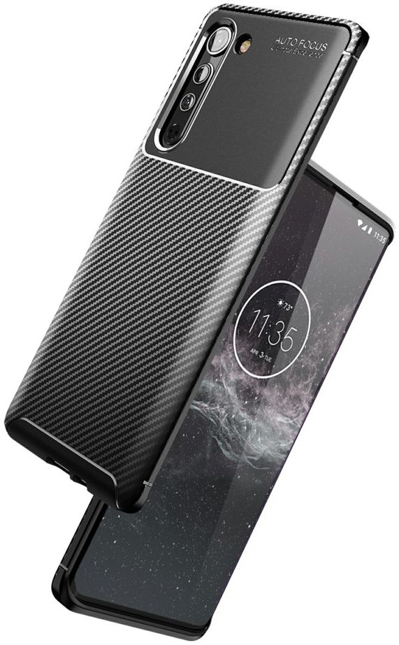Motorola Edge Hoesje Geborsteld Carbon Flexibele Back Cover Zwart afbeelding 1