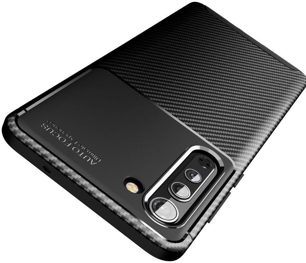 Motorola Edge Hoesje Geborsteld Carbon Flexibele Back Cover Zwart afbeelding 11
