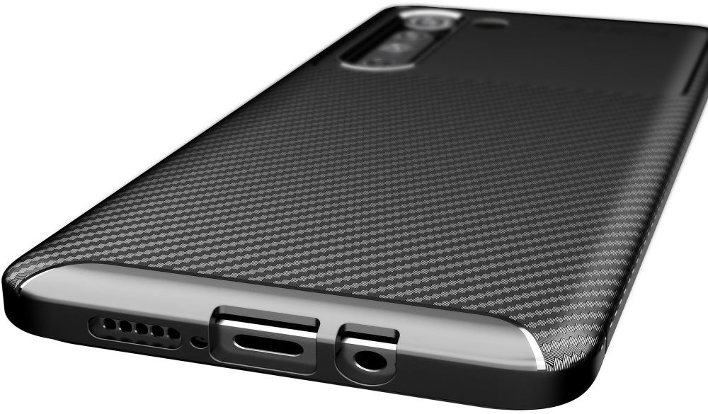 Motorola Edge Hoesje Geborsteld Carbon Flexibele Back Cover Zwart afbeelding 12