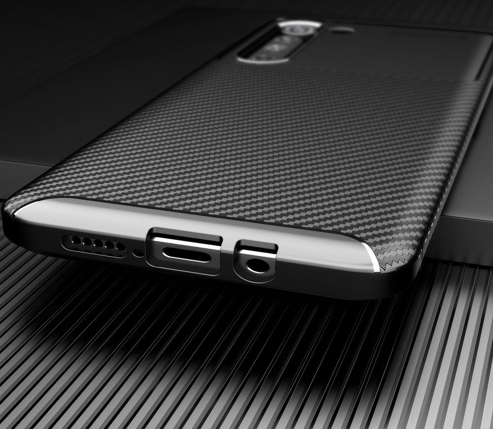 Motorola Edge Hoesje Geborsteld Carbon Flexibele Back Cover Zwart afbeelding 5