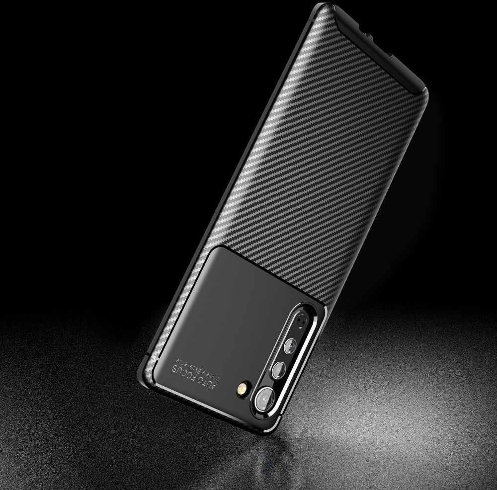 Motorola Edge Hoesje Geborsteld Carbon Flexibele Back Cover Zwart afbeelding 8