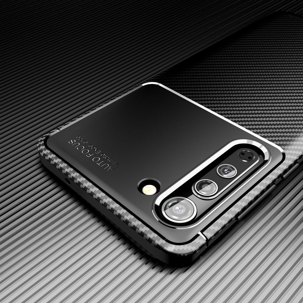 Motorola Edge Hoesje Geborsteld Carbon Flexibele Back Cover Zwart afbeelding 9