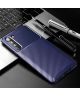 Motorola Edge Hoesje Geborsteld Carbon Flexibele Back Cover Blauw