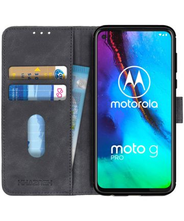 KHAZNEH Motorola Moto G Pro Hoesje Retro Wallet Book Case Zwart Hoesjes