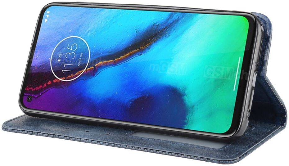 Motorola Moto G Pro Hoesje  Stijlvol Vintage Portemonnee Blauw afbeelding 3