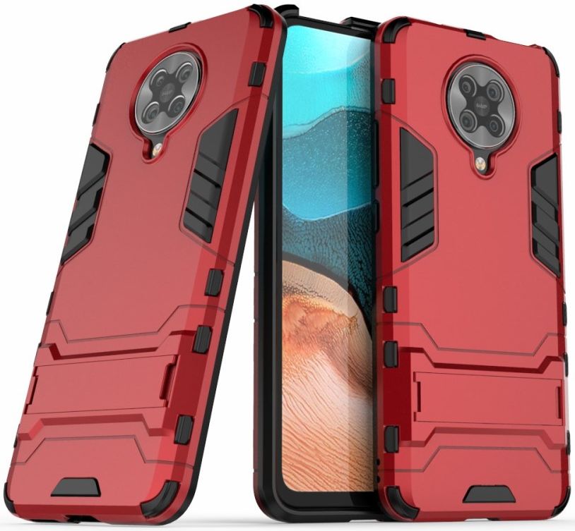 Xiaomi Poco F2 Pro Hybride Stand Hoesje Donker Rood afbeelding 2