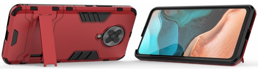Xiaomi Poco F2 Pro Hybride Stand Hoesje Donker Rood afbeelding 3