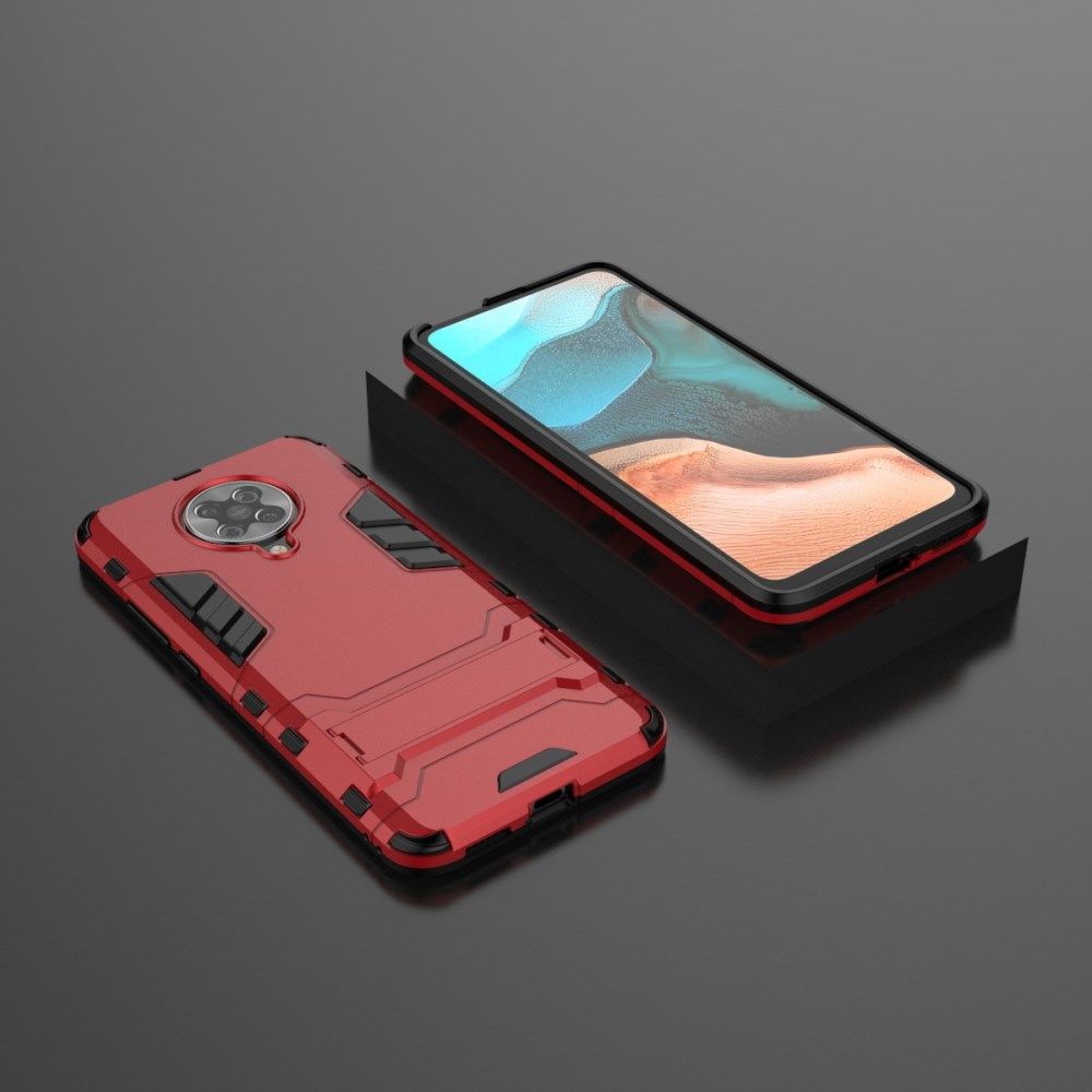 Xiaomi Poco F2 Pro Hybride Stand Hoesje Donker Rood afbeelding 4