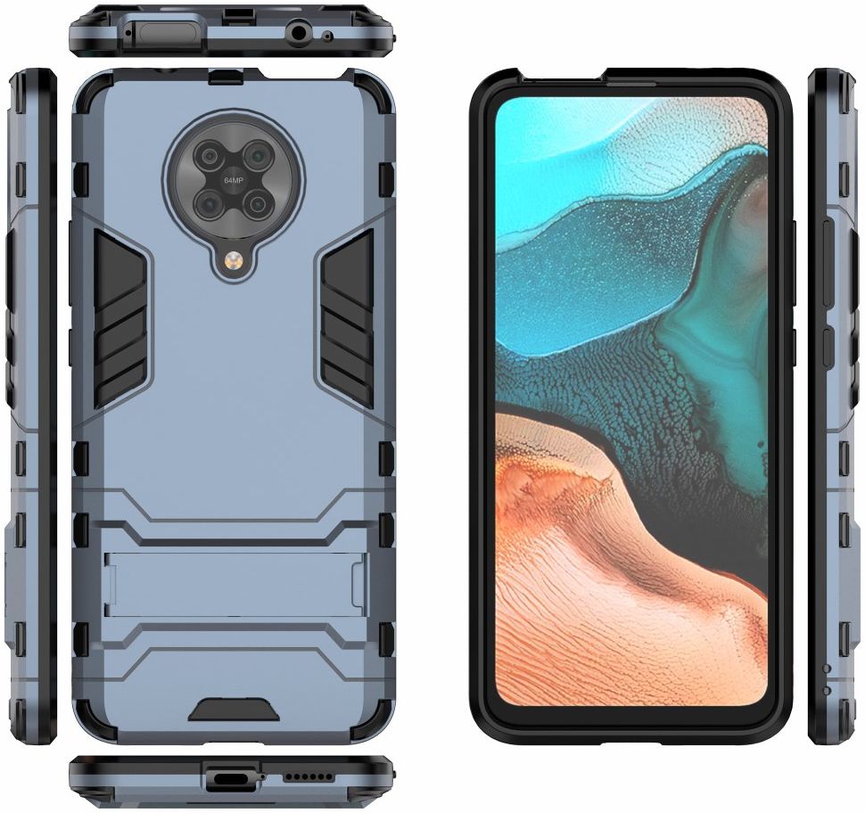 Xiaomi Poco F2 Pro Hybride Stand Hoesje Donker Blauw afbeelding 5