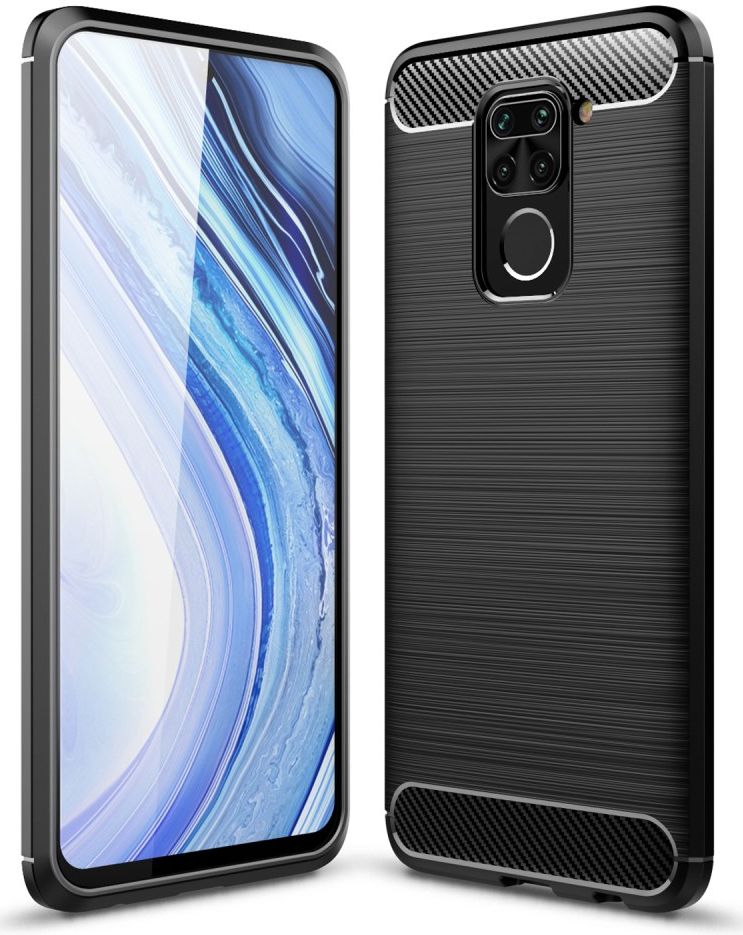 Xiaomi Redmi Note 9 Geborsteld TPU Hoesje Zwart afbeelding 1