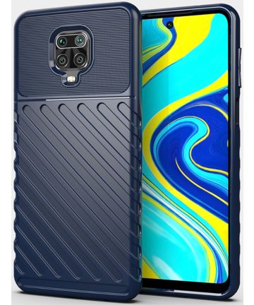 Xiaomi Note 9S / Note 9 Pro Twill Thunder Texture Back Cover Blauw Hoesjes