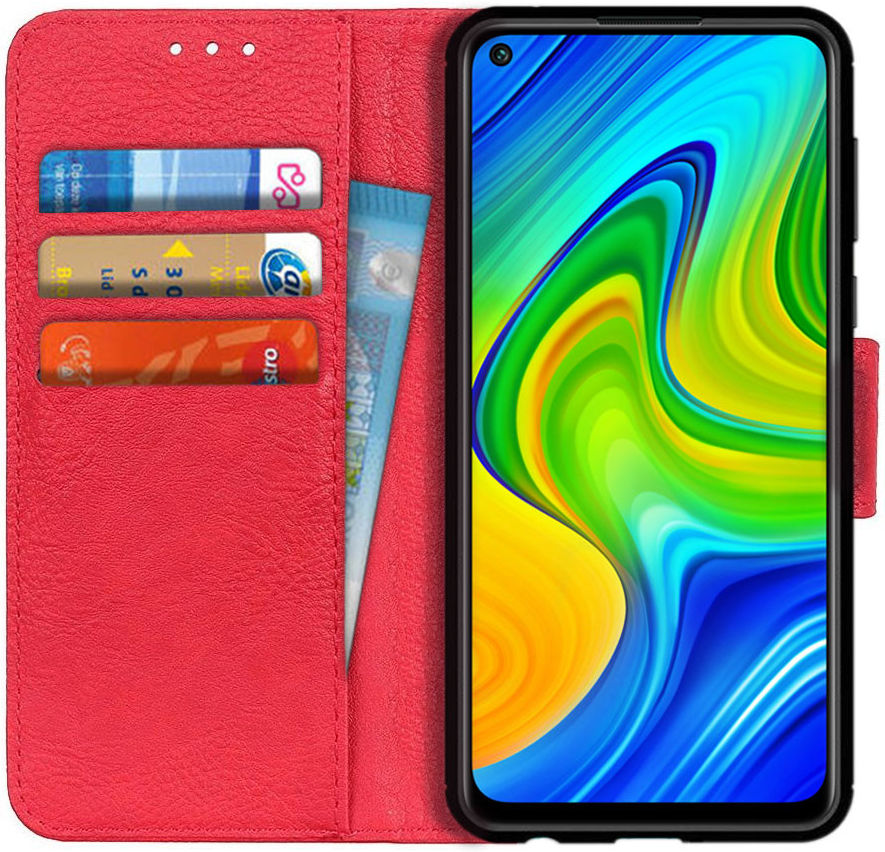 Xiaomi Redmi Note 9 Lychee Portemonnee Hoesje Rood afbeelding 1