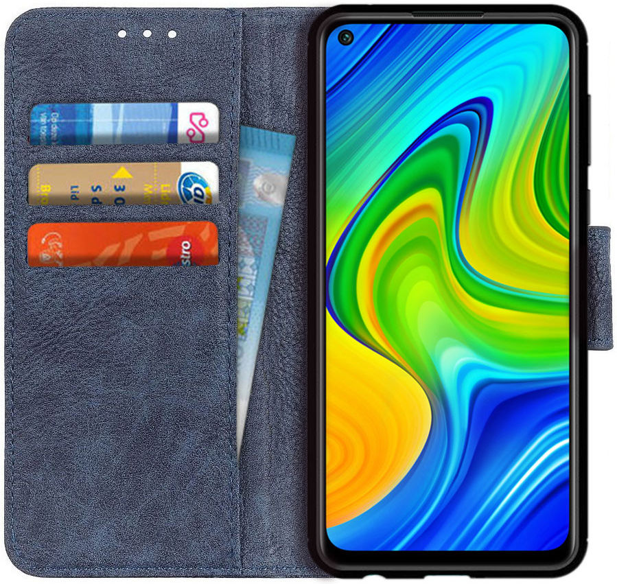 Xiaomi Redmi Note 9 Lychee Portemonnee Hoesje Blauw afbeelding 1