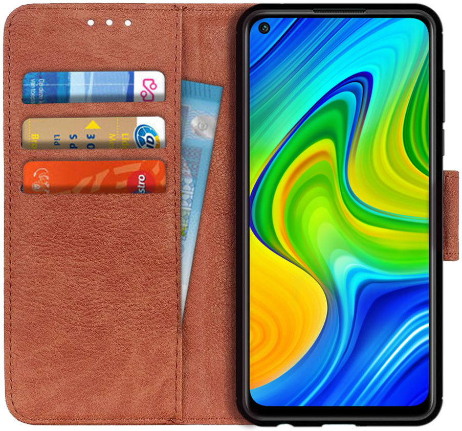 Xiaomi Redmi Note 9 Lychee Portemonnee Hoesje Bruin afbeelding 1