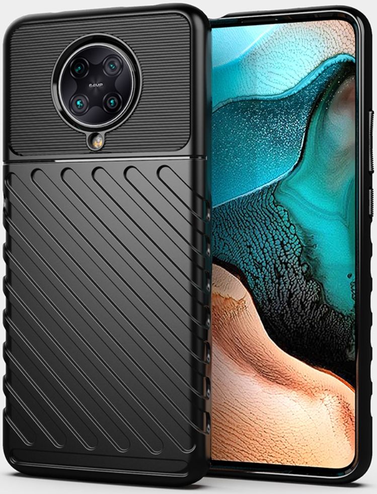Xiaomi Poco F2 Pro Twill Thunder Texture Back Cover Zwart afbeelding 1