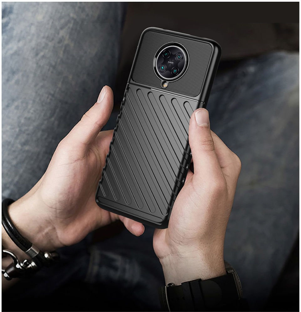 Xiaomi Poco F2 Pro Twill Thunder Texture Back Cover Zwart afbeelding 5