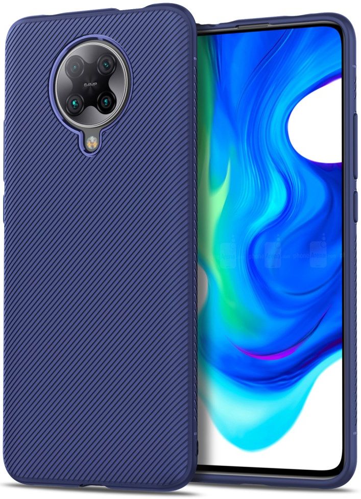Xiaomi Poco F2 Pro Hoesje Twill Slim Texture Back Cover Blauw afbeelding 1