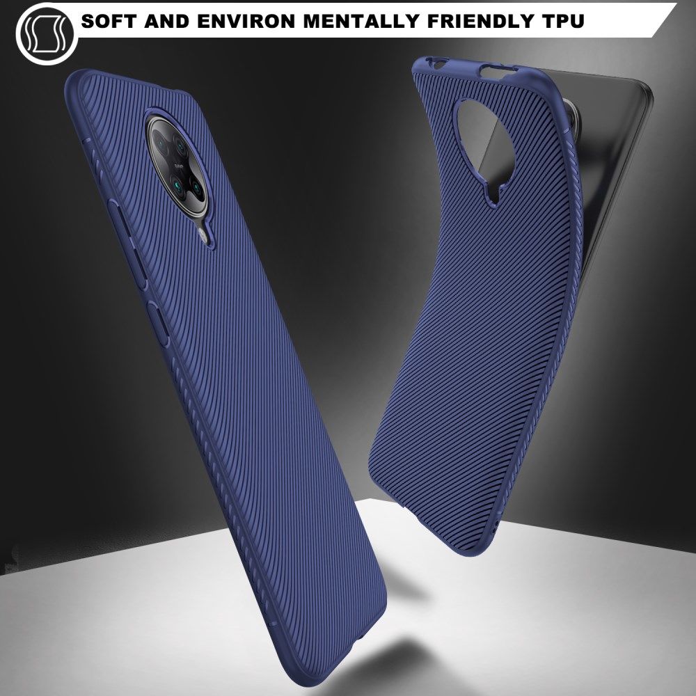 Xiaomi Poco F2 Pro Hoesje Twill Slim Texture Back Cover Blauw afbeelding 2