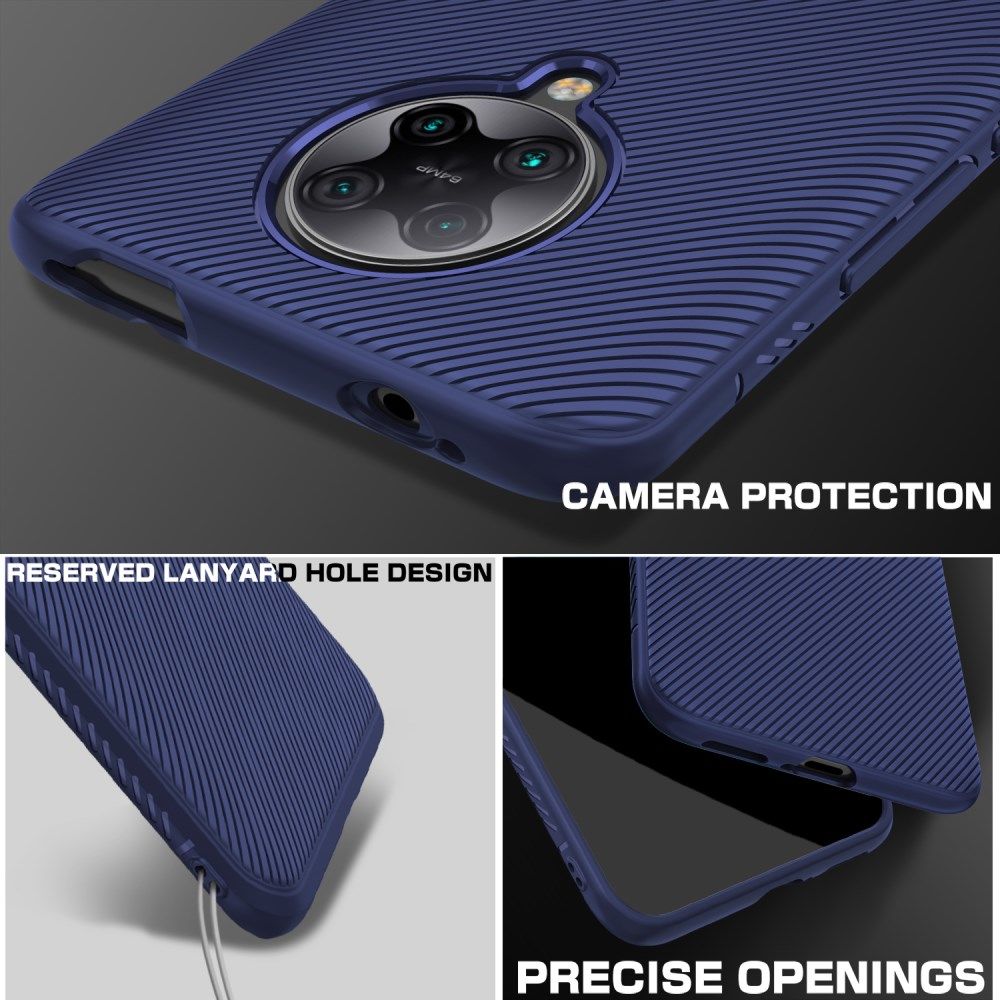 Xiaomi Poco F2 Pro Hoesje Twill Slim Texture Back Cover Blauw afbeelding 4