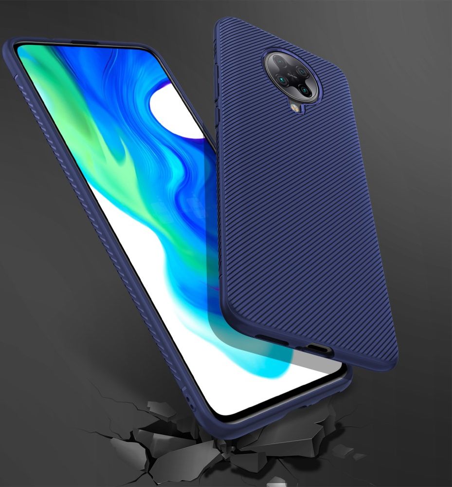 Xiaomi Poco F2 Pro Hoesje Twill Slim Texture Back Cover Blauw afbeelding 6