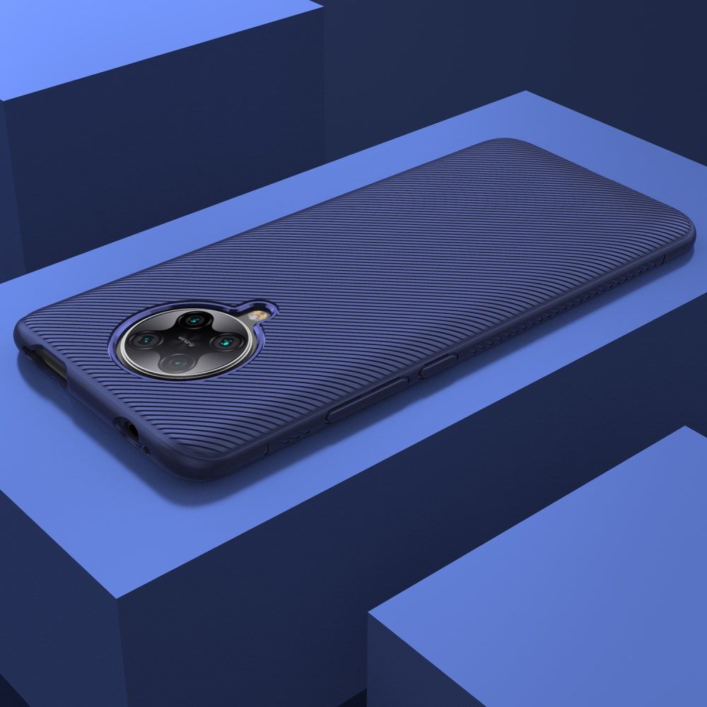 Xiaomi Poco F2 Pro Hoesje Twill Slim Texture Back Cover Blauw afbeelding 7