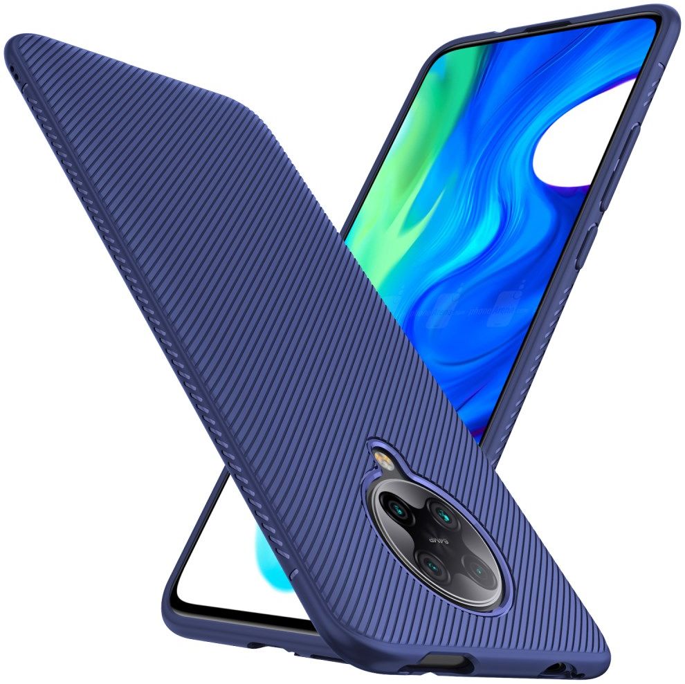 Xiaomi Poco F2 Pro Hoesje Twill Slim Texture Back Cover Blauw afbeelding 9