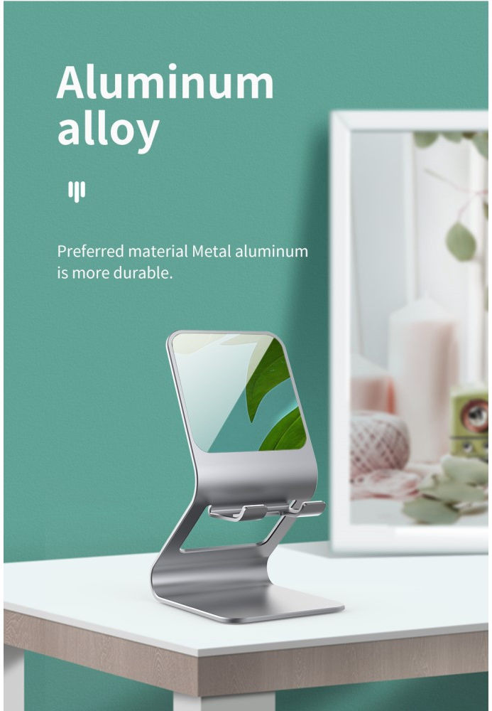 Universele Multifunctionele Smartphone Stand Met Spiegel Roze Goud afbeelding 4