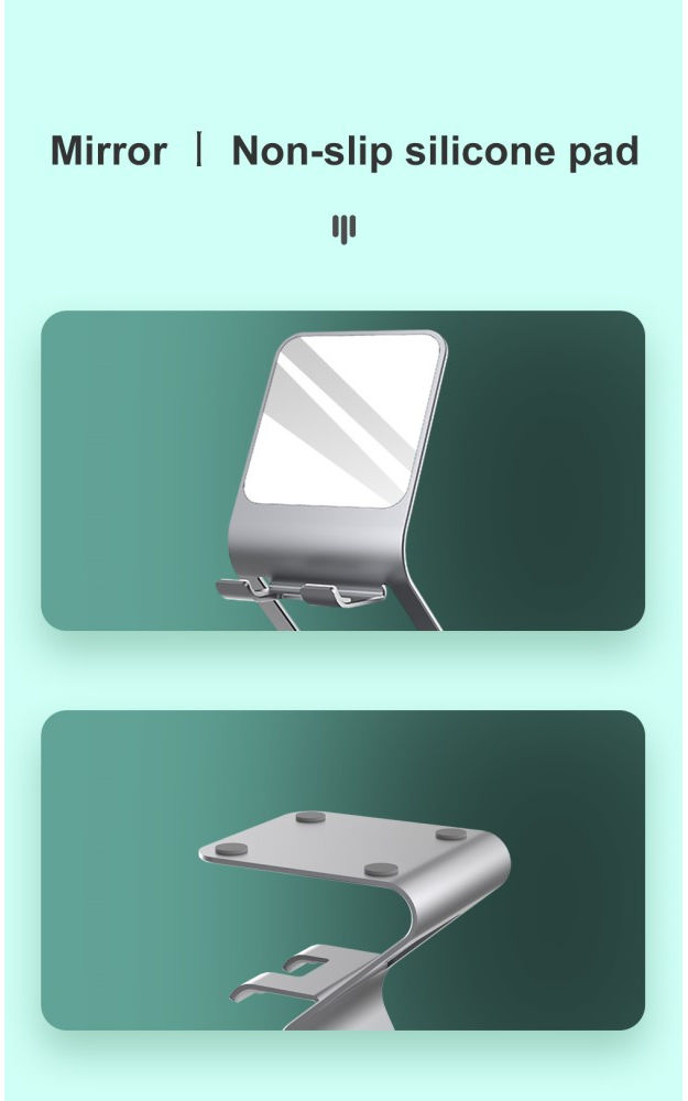 Universele Multifunctionele Smartphone Stand Met Spiegel Roze Goud afbeelding 10