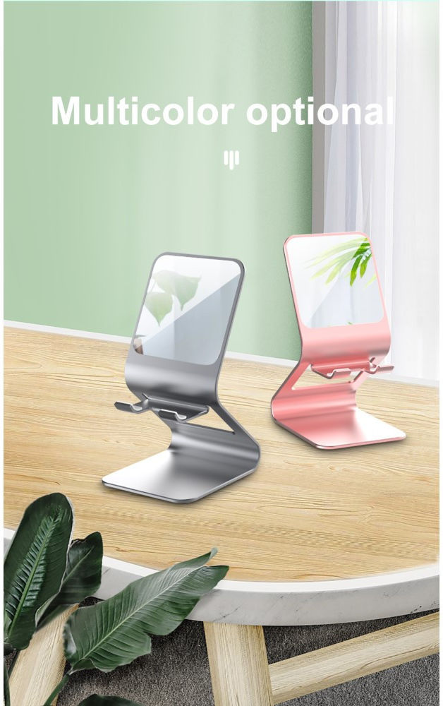 Universele Multifunctionele Smartphone Stand Met Spiegel Roze Goud afbeelding 11