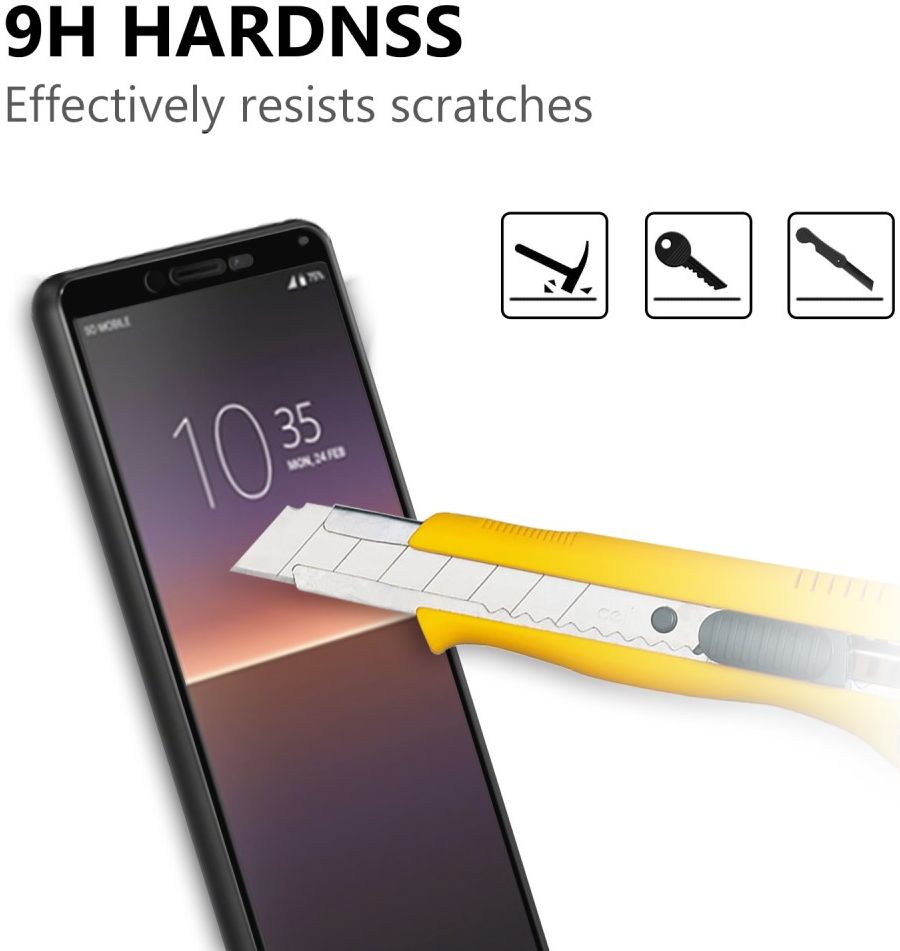 Sony Xperia 10 II Screenprotector Volledig Dekkende 9H Tempered Glass afbeelding 3