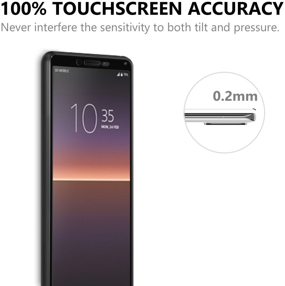 Sony Xperia 10 II Screenprotector Volledig Dekkende 9H Tempered Glass afbeelding 4