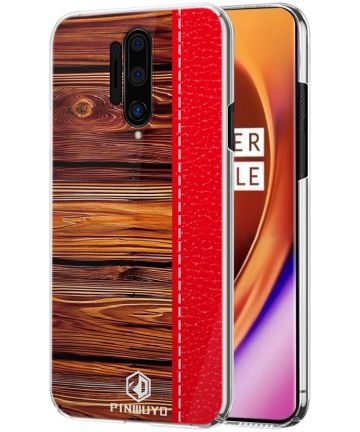 OnePlus 8 Pro Back Cover Hout Textuur Rood Hoesjes