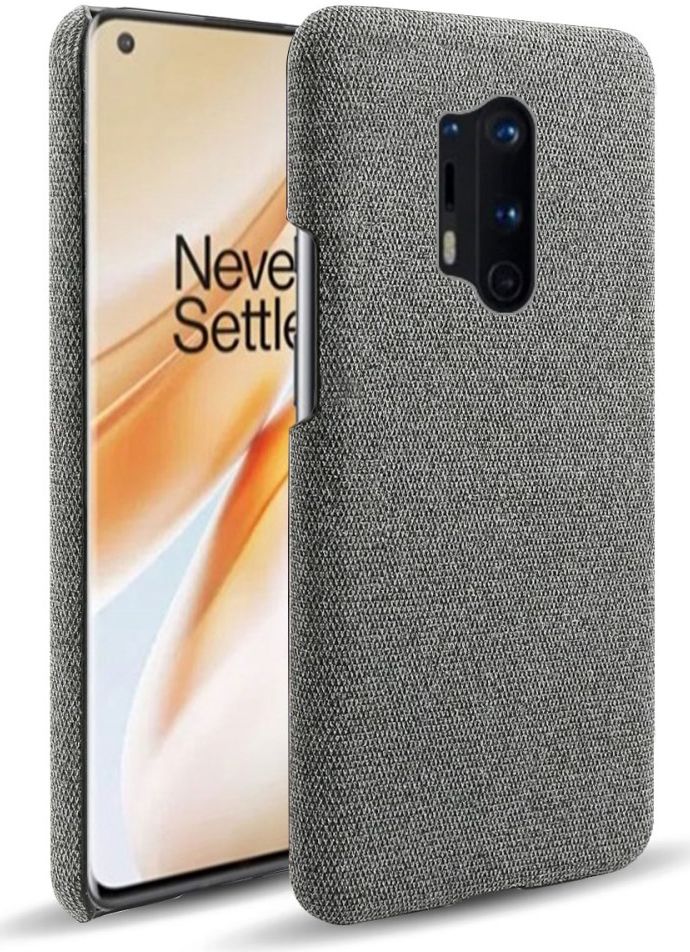 OnePlus 8 Pro Stof Hard Back Cover Donker Grijs afbeelding 1