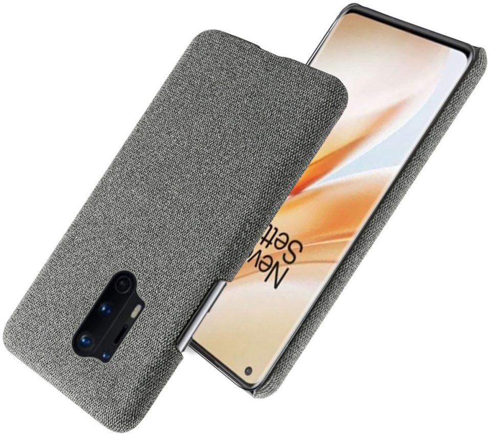 OnePlus 8 Pro Stof Hard Back Cover Donker Grijs afbeelding 2
